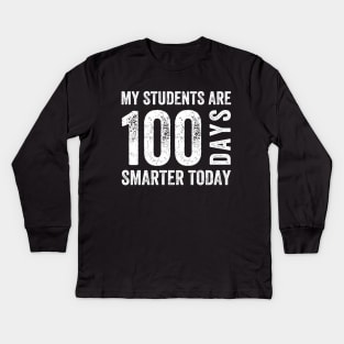 My students are 100 days smarter Kids Long Sleeve T-Shirt